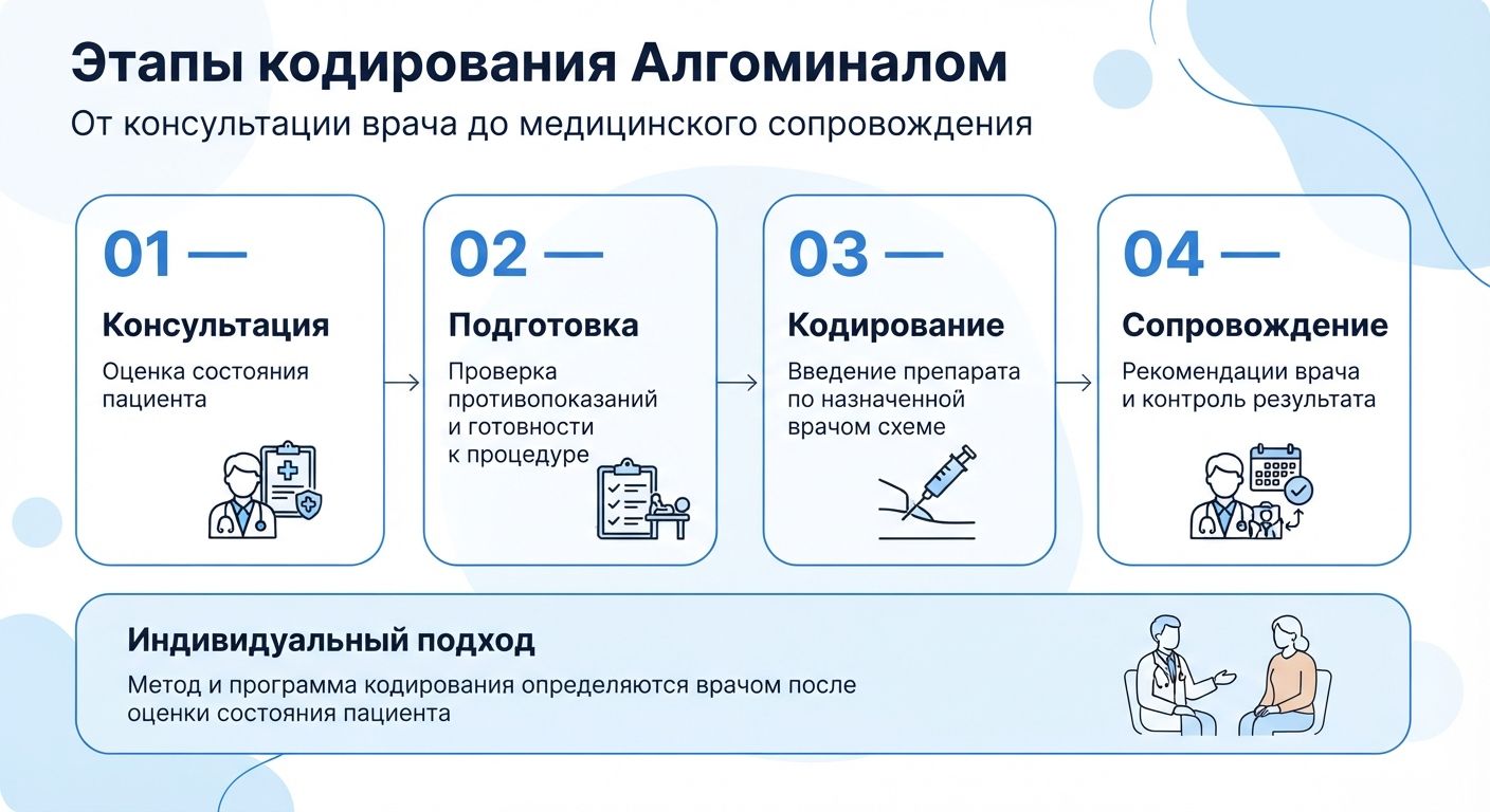 Кодирование препаратом «Алгоминал» в Ленинске инфографика